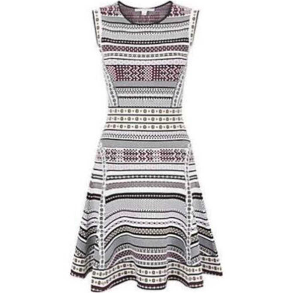 DVF Diane Von Furstenberg ELEANOR Stretch Fit and Flare Dress Banded Dot - Picture 1 of 12